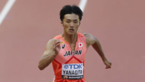 陸上　リレー　栁田大輝選手　画像